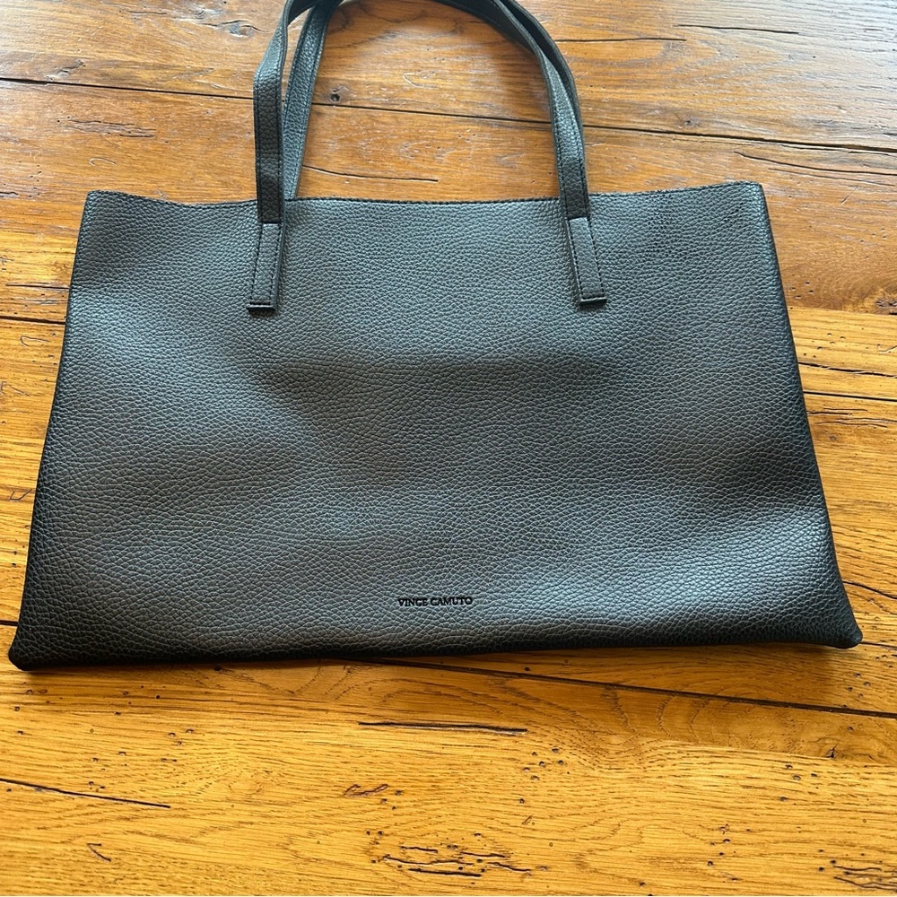 Vince Camuto Luck Black Pebbled Vegan Leather Tote - Picture 2 of 11